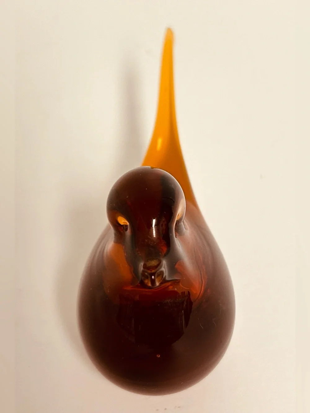 Vintage Pilgrim? Handblown Art Glass Long Tail Amber Bird Figurine Paperweight